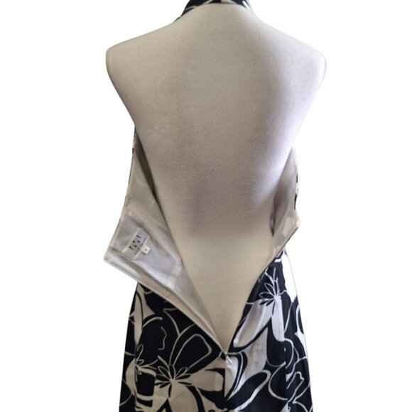 Vintage David Meister Dress Halter Womens 8 Gown Black White Zip Back USA Made - Picture 5 of 11